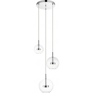 Enceladus LED 47.5cm transparent&amp;chrome 3 glass globes pendant lamp ZumaLine