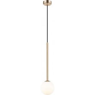 Lampa wisząca szklana kula Arcturus 12cm mleczne szkło / francuskie złoto Zumaline