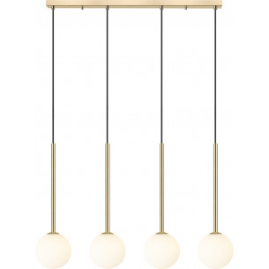 Arcturus 77cm milky glass&amp;french gold pendant lamp with 4 glass globes on a bar ZumaLine