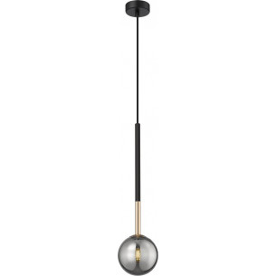 Lampa wisząca szklana kula Arcturus 12cm czarny mat / francuskie złoto / szkło chrom Zumaline