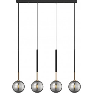 Arcturus 77cm matte black&amp;french gold&amp;chrome glass pendant light with 4 glass globes ZumaLine