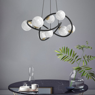 Nisyro 65cm alabaster glass&amp;black&amp;gold glass globes pendant lamp ZumaLine