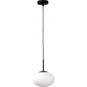 Lampa wisząca szklana Omi 20cm biały opal / czarny Zumaline