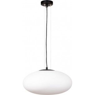 Lampa wisząca szklana Omi 40cm biały opal / czarny Zumaline