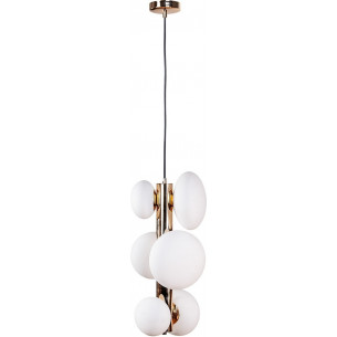 Omi VI 21cm white opal&amp;gold glass pendant lamp ZumaLine