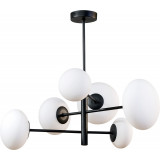 Omi 55cm white opal&amp;black 6-light glass ceiling lamp ZumaLine