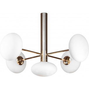 Omi 69cm white opal&amp;gold 5-light glass ceiling lamp ZumaLine