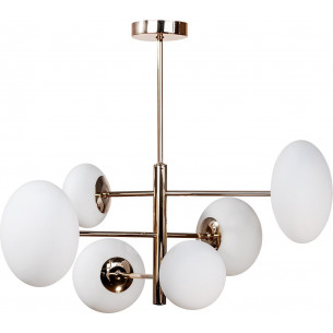 Omi 55cm white opal&amp;gold glass 6-light ceiling lamp ZumaLine