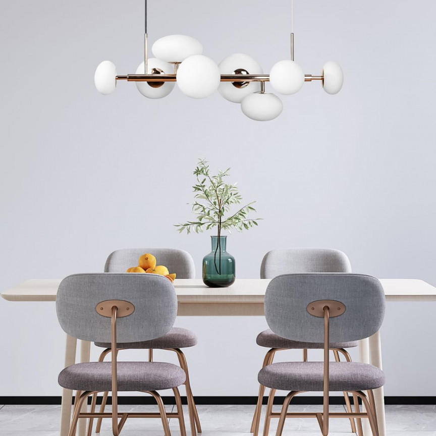 Lampa wisząca szklana podłużna Omi VIII 90cm biały opal