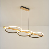 Lampa wisząca podłużna z drewnem Almeria III LED 150cm czarny Zumaline