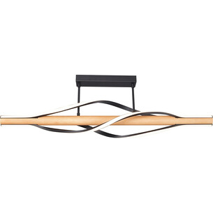 Lampa sufitowa nowoczesna z drewnem Baez LED 100cm czarny / brąz Zumaline 2