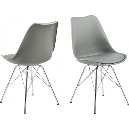 Eris grey&amp;chrome plastic cushion chair Actona