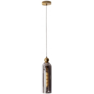 Campanila 10cm smoked glass&amp;brass pendant lamp Maxlight