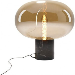 Moonstone 45cm amber glass table lamp with black marble base Maxlight