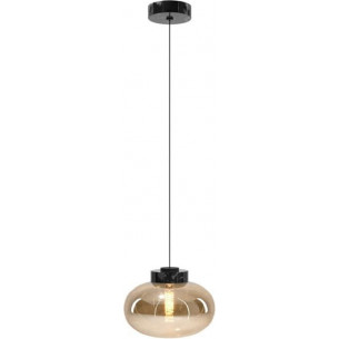 Lampa wisząca szklana Moonstone 45cm bursztynowe szkło / czarny marmur Maxlight