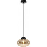 Lampa wisząca szklana Moonstone 45cm bursztynowe szkło / czarny marmur Maxlight