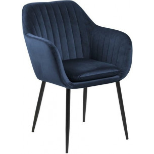 Emilia dark blue&amp;black velvet chair with armrests Actona