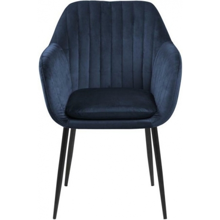 Emilia dark blue&amp;black velvet chair with armrests Actona