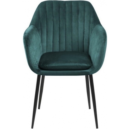 Emilia green&amp;black velvet chair with armrests Actona