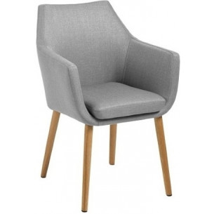 Nora light grey&amp;oak scandinavian upholstered chair with armrests Actona