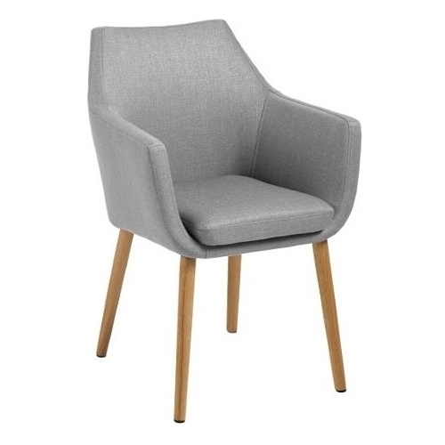 Nora light grey&amp;oak scandinavian upholstered chair with armrests Actona