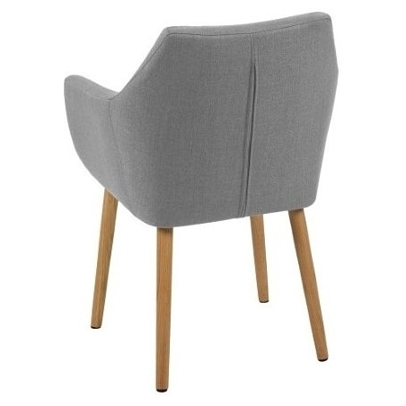 Nora light grey&amp;oak scandinavian upholstered chair with armrests Actona
