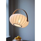 DC Textile 40cm white&amp;wood pendant lamp with fabric shade HaloDesign