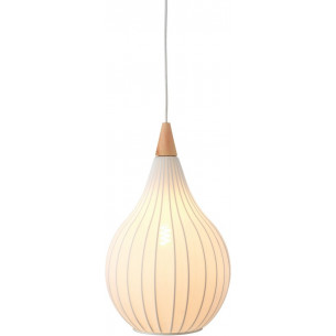 Drops Textile 30cm white&amp;wood pendant lamp with shade HaloDesign