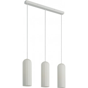 Miella 52cm white 3-light glass pendant lamp with ribbed shades Nordlux