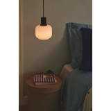 Milford Mini 15cm white&amp;black glass lamp with ribbed shade Nordlux