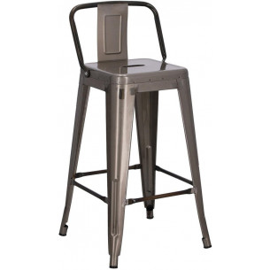 Designer Tolix - Paris Back Short 66 metalic metal bar stool with backrest