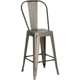 Designer Tolix - Paris Back 66 insp. Tolix metal bar stool with backrest