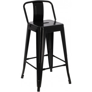 Designer Tolix - Paris Back Short 66 black metal bar stool with backrest