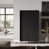 Szafa nowoczesna na nóżkach Bullet 185x90x53cm czarny / złoty Halmar Szafa nowoczesna na nóżkach Bullet 185x90x53cm czarny / złoty Halmar