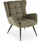 Byron olive green quilted wingback armchair Halmar