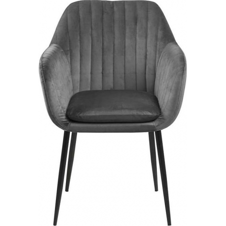 Emilia dark grey&amp;black velvet armchair chair Actona