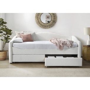 Caydence 90cm cream single bed with drawers Halmar