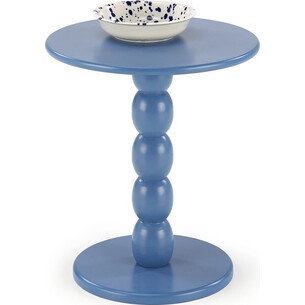 Stolik boczny okrągły na jednej nodze Cirilla 40cm niebieski Halmar 2