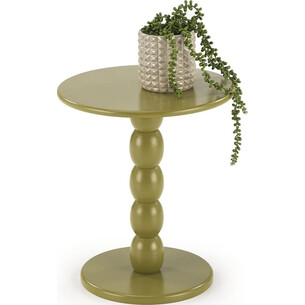 Stolik boczny okrągły na jednej nodze Cirilla 40cm oliwkowy Halmar 2