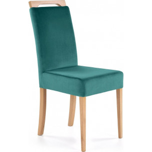 Clarion II honey oak&amp;dark green velvet chair with wooden legs Halmar