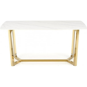 Clemente 160x90cm white marble glamour table with gold base Halmar