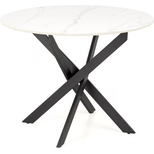 Edgar 100cm white marble&amp;black round table Halmar