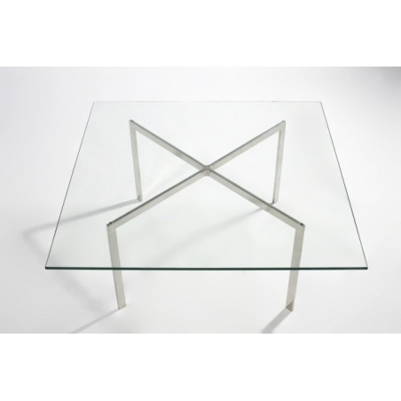Designerski Stolik kawowy szklany Pavilion 100x100 Przeźroczysty/Srebrny D2.Design do salonu.