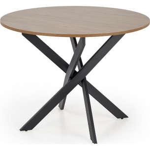 Edgar 100cm walnut&amp;black round table Halmar