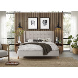 Estella 160x200cm beige bed with legs and quilted headboard Halmar