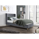 Estella 90x200cm grey single bed with legs and quilted headboard Halmar