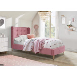Estella 90x200cm pink single bed with legs and quilted headboard Halmar