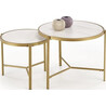 Fatima white marble&amp;gold set of round coffee tables Halmar