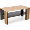 Femina 110x65cm oak artisan&amp;black coffee table with shelf and slats Halmar