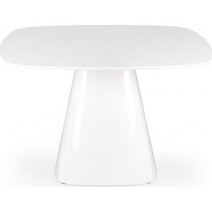 Flavio 120cm white gloss square dining table with one leg Halmar